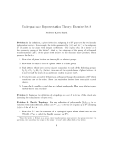 Undergraduate Representation Theory: Exercise Set 8 Professor Karen Smith