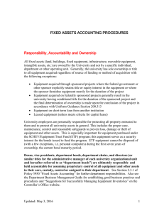 FIXED ASSETS ACCOUNTING PROCEDURES Responsibility, Accountability and Ownership