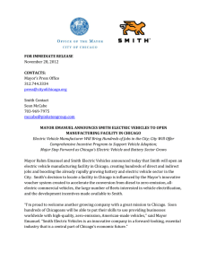 FOR IMMEDIATE RELEASE  CONTACTS: MAYOR EMANUEL ANNOUNCES SMITH ELECTRIC VEHICLES TO OPEN