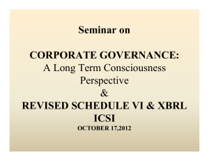 Seminar on CORPORATE GOVERNANCE: REVISED SCHEDULE VI &amp; XBRL ICSI