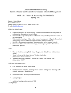 Claremont Graduate University MGT 328:  Finance &amp; Accounting for Non-Profits