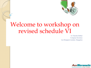 Welcome to workshop on revised schedule VI 1 K. Chandra Sekhar