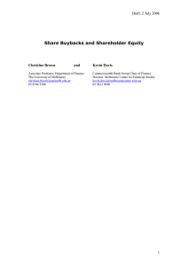 Share Buybacks and Shareholder Equity Draft: 2 July 2006  Christine Brown