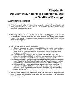 Chapter 04 Adjustments, Financial Statements, and the Quality of Earnings ANSWERS TO QUESTIONS