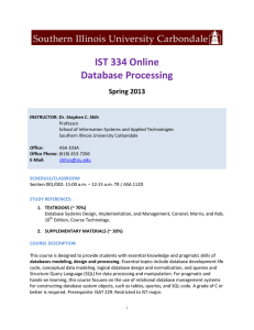IST 334 Online Database Processing  Spring 2013