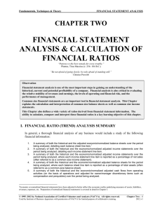 FINANCIAL STATEMENT ANALYSIS &amp; CALCULATION OF FINANCIAL RATIOS CHAPTER TWO