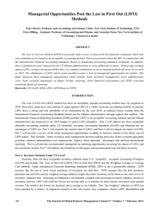 Managerial Opportunities Post the Last in First Out (LIFO) Methods