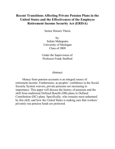 Recent Transitions Affecting Private Pension Plans in the