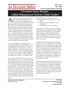 A Livestock Gross Margin: A Risk Management Tool for Cattle Feeders