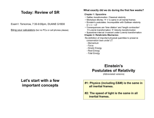 Today: Review of SR