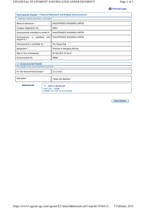 Page 1 of 1 FINANCIAL STATEMENT AND RELATED ANNOUNCEMENT