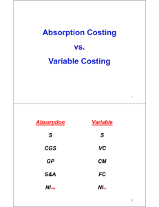 Absorption Costing vs. Variable Costing g