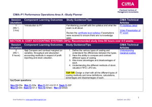 CIMA–P1 Performance Operations-Area A –Study Planner Session Component Learning Outcomes