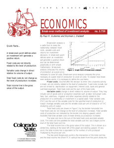 ECONOMICS Break-even method of investment analysis no. 3.759