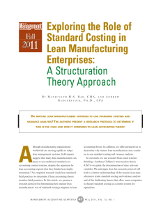 Exploring the Role of Standard Costing in Lean Manufacturing Enterprises: