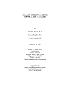 ANALYSIS OF HOSPITAL COSTS: A MANUAL FOR MANAGERS