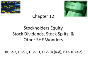 Chapter 12 Stockholders Equity Stock Dividends, Stock Splits, &amp;