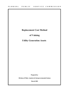 Replacement Cost Method of Valuing Utility Generation Assets