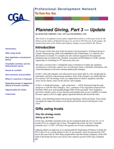 Planned Giving, Part 3 — Update