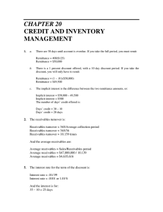 CHAPTER 20 CREDIT AND INVENTORY MANAGEMENT