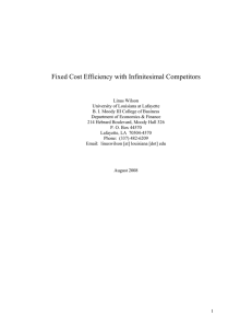 Fixed Cost Efficiency with Infinitesimal Competitors