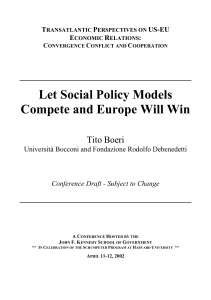 Let Social Policy Models Compete and Europe Will Win Tito Boeri T