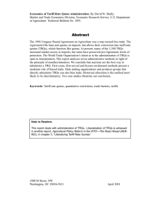 Economics of Tariff-Rate Quota Administration. of Agriculture. Technical Bulletin No. 1893.