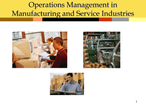 Operations Management in Manufacturing and Service Industries 1