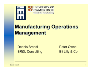 Manufacturing Operations Management Dennis Brandl Peter Owen