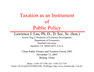 Taxation as an Instrument of Public Policy