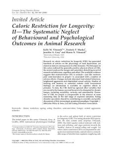 Invited Article Caloric Restriction for Longevity: II—The Systematic Neglect of Behavioural and Psychological