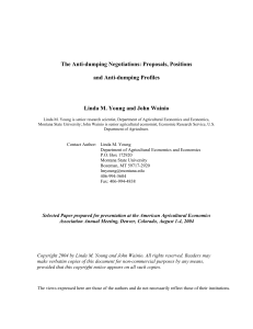 The Anti-dumping Negotiations: Proposals, Positions and Anti-dumping Profiles