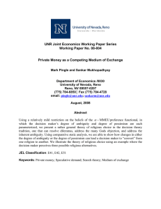 UNR Joint Economics Working Paper Series Working Paper No. 08-004