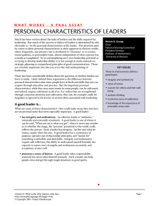 PERSONAL CHARACTERISTICS OF LEADERS