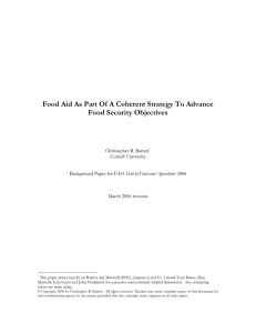 Food Aid As Part Of A Coherent Strategy To Advance