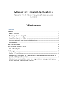 Macros for Financial Applications Table of contents Contents