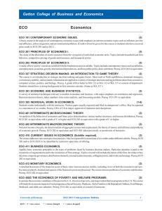 Gatton College of Business and Economics ECO Economics ECO 101 CONTEMPORARY ECONOMIC ISSUES.