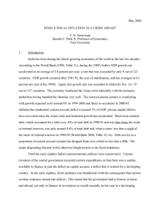 May 2000  INDIA’S FISCAL SITUATION: IS A CRISIS AHEAD? T. N. Srinivasan