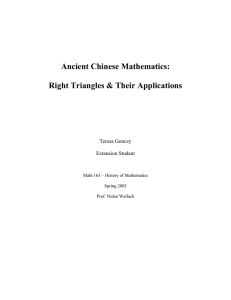 Ancient Chinese Mathematics: Right Triangles &amp; Their Applications  Teresa Gonczy