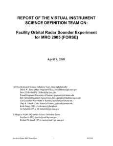 REPORT OF THE VIRTUAL INSTRUMENT SCIENCE DEFINITION TEAM ON: