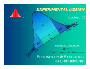 Experimental Design Lecture 12 Probability &amp; Statistics in Engineering