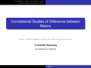 Correlational Studies of Difference between Means  12 Scientific Reasoning