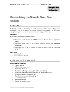 Determining the Sample Size:  One Sample Sample Size Laboratory