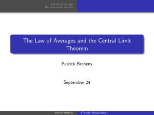 The Law of Averages and the Central Limit Theorem Patrick Breheny September 24