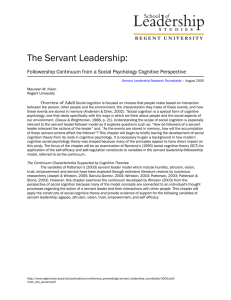 The Servant Leadership: Followership Continuum from a Social Psychology Cognitive Perspective