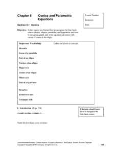 Chapter 8 Conics and Parametric Equations  Section 8.1 Conics