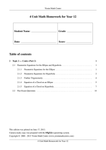 4 Unit Math Homework for Year 12 Table of contents Student Name: Grade: