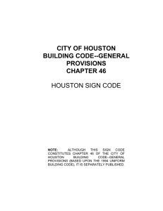 CITY OF HOUSTON BUILDING CODE--GENERAL PROVISIONS CHAPTER 46