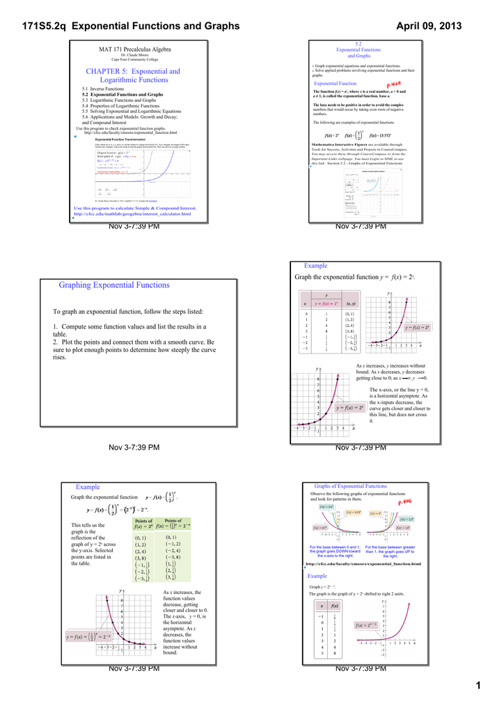 171s52q Exponential Functions And Graphs April 09 2013