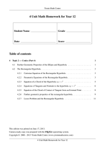 4 Unit Math Homework for Year 12 Table of contents Student Name: Grade: